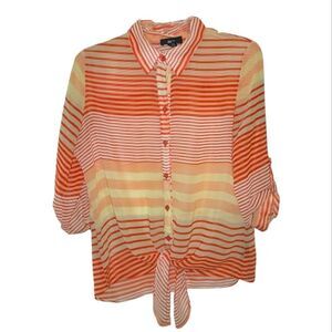 💋💋💋3 for 12$💋💋💋BCX Tie Front Sheer Button Down Blouse